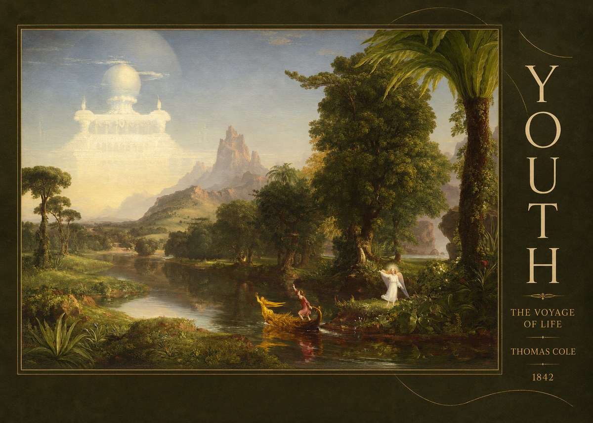 Thomas Cole The Voyage of Life: Youth V No5 - Affiche
