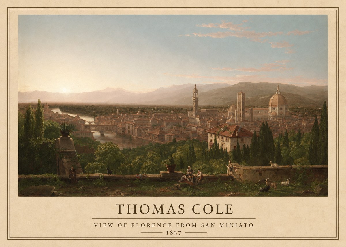 Thomas Cole View of Florence from San Miniato No1 - Affiche