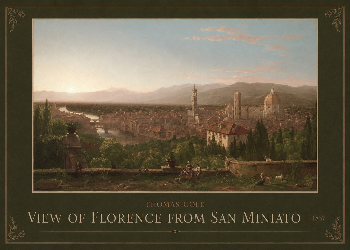 Thomas Cole View of Florence from San Miniato No3 - Affiche