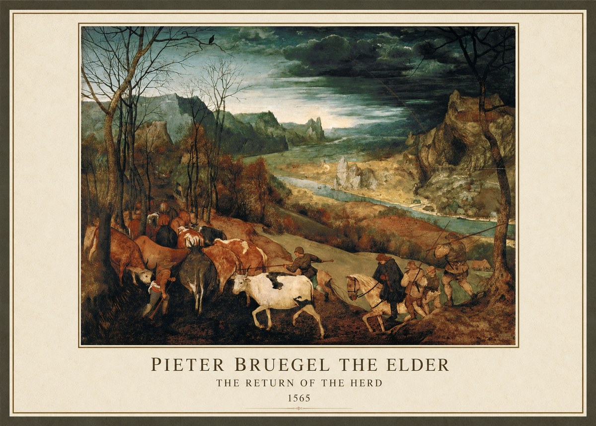 Pieter Bruegel The Return of the Herd No1 - Affiche