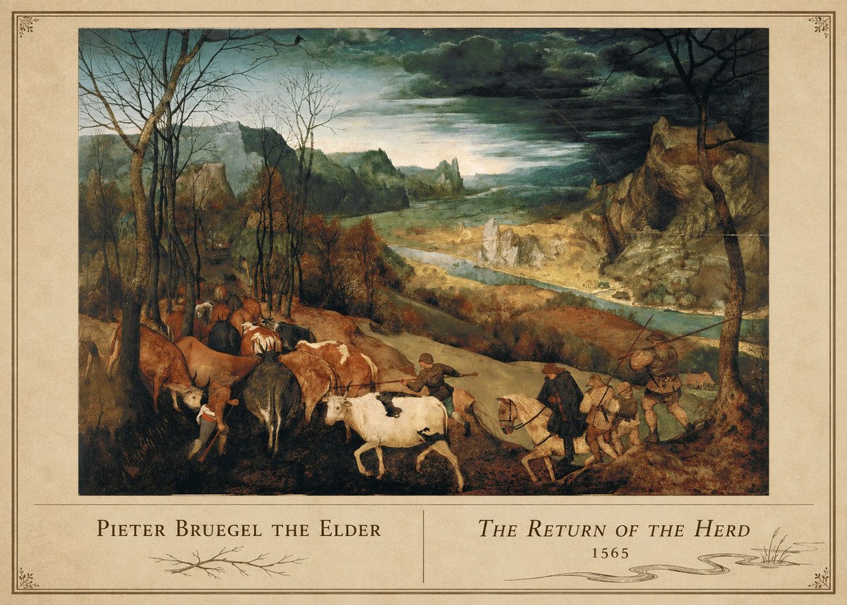 Pieter Bruegel The Return of the Herd No4 - Affiche