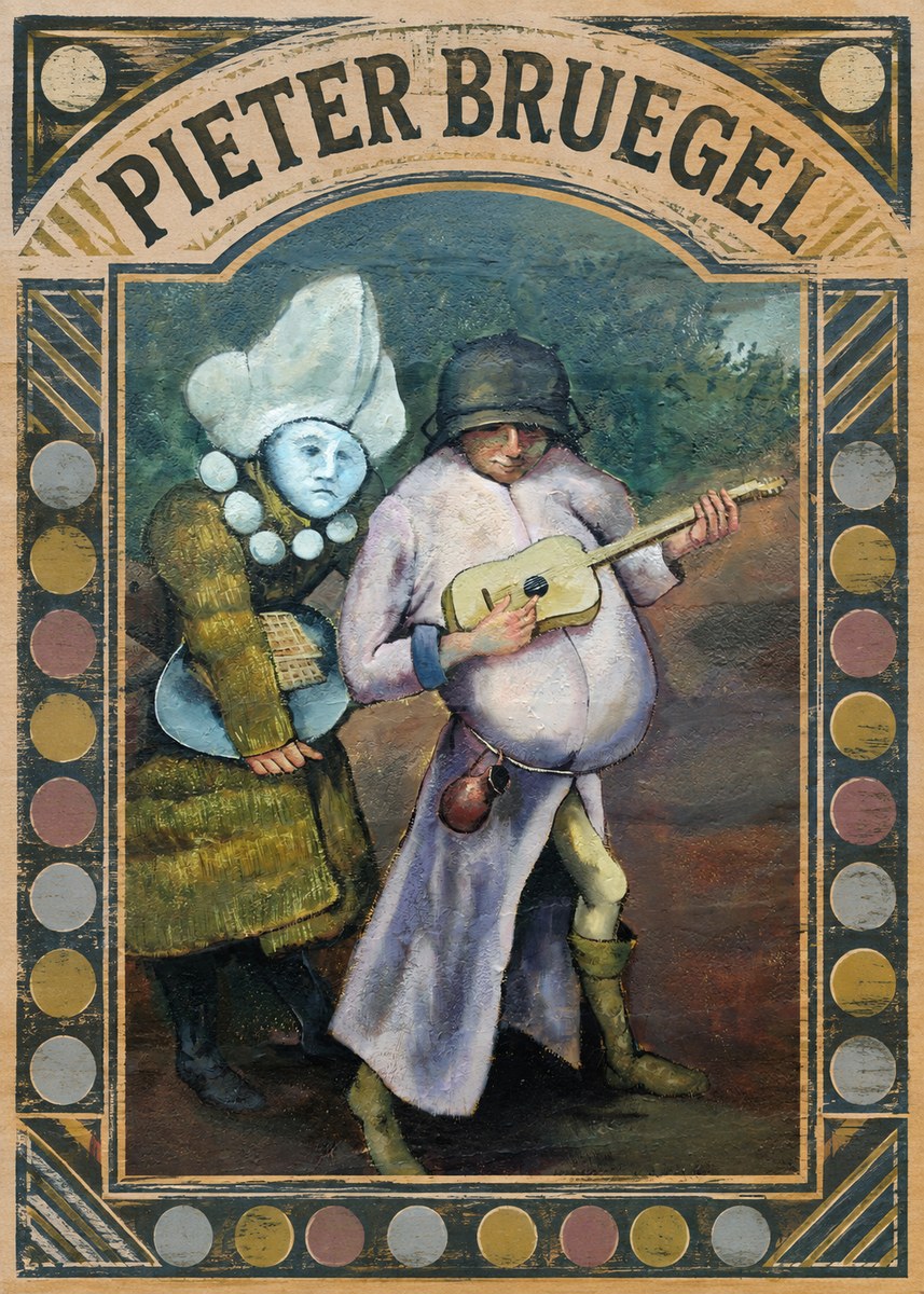 Pieter Bruegel Two Figures with a Lute No4 - Affiche