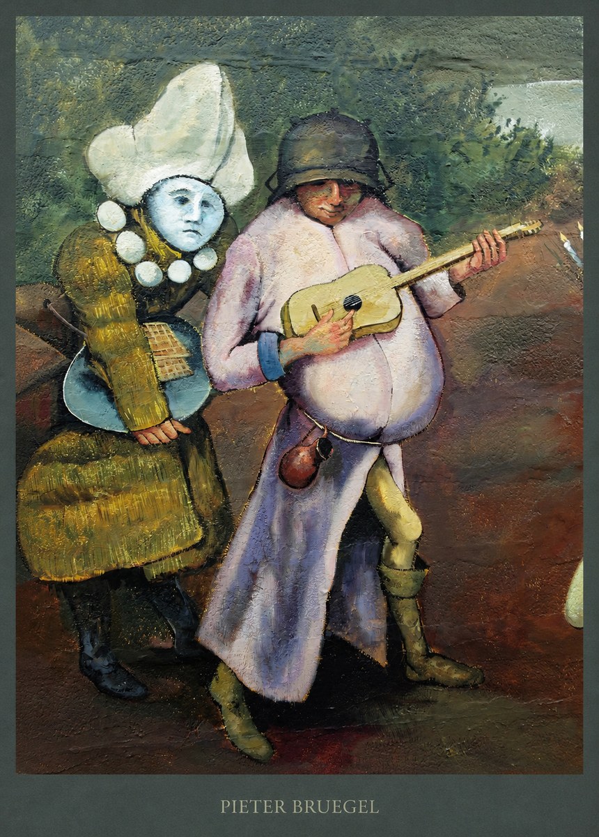 Pieter Bruegel Two Figures with a Lute No5 - Affiche