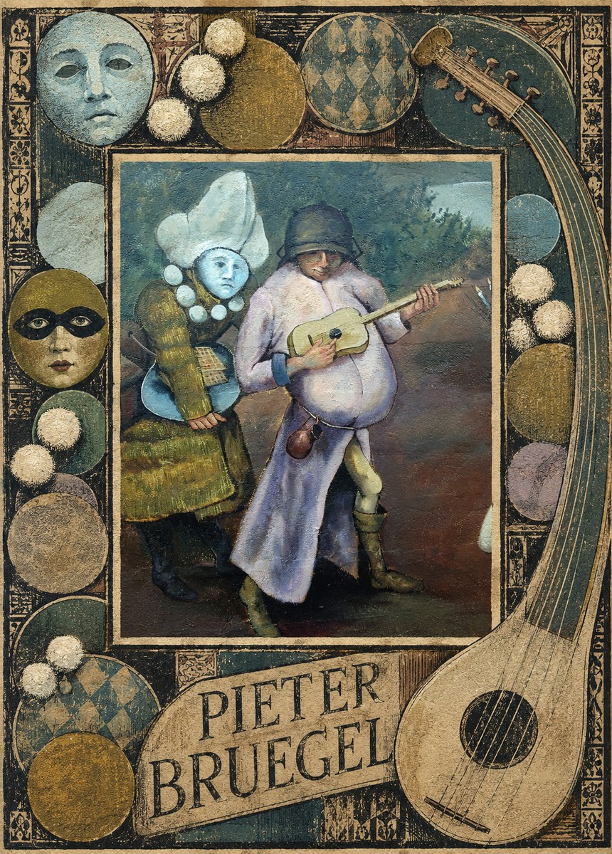 Pieter Bruegel Two Figures with a Lute No6 - Affiche