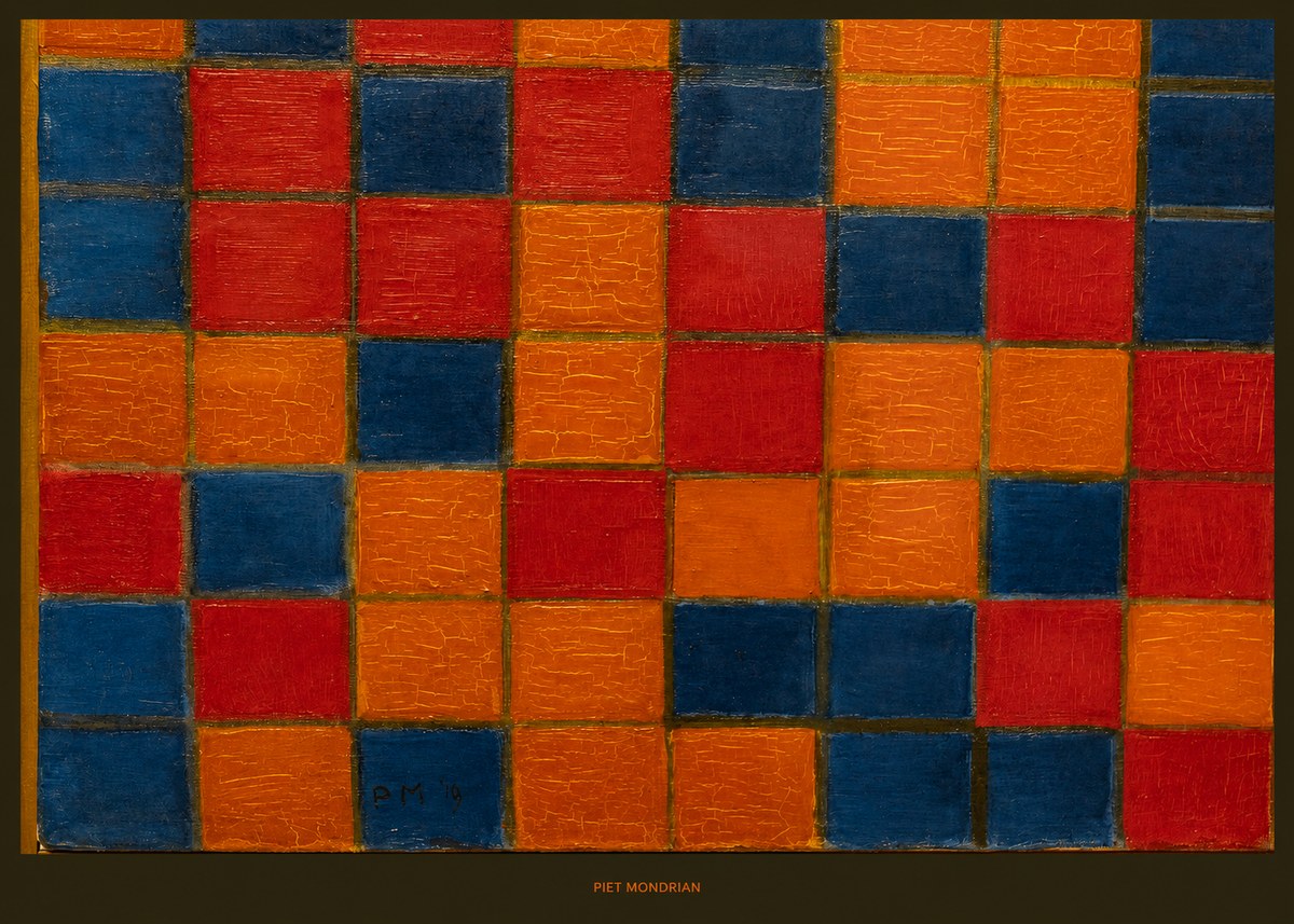 Piet Mondrian Checkerboard Composition with Dark Colors No6 - Affiche