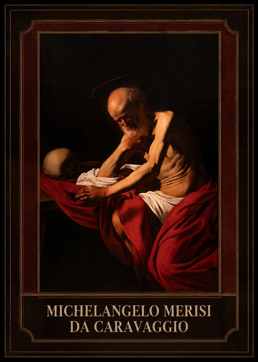 Michelangelo Merisi da Caravaggio Saint Jerome in Meditation II No1 - Affiche