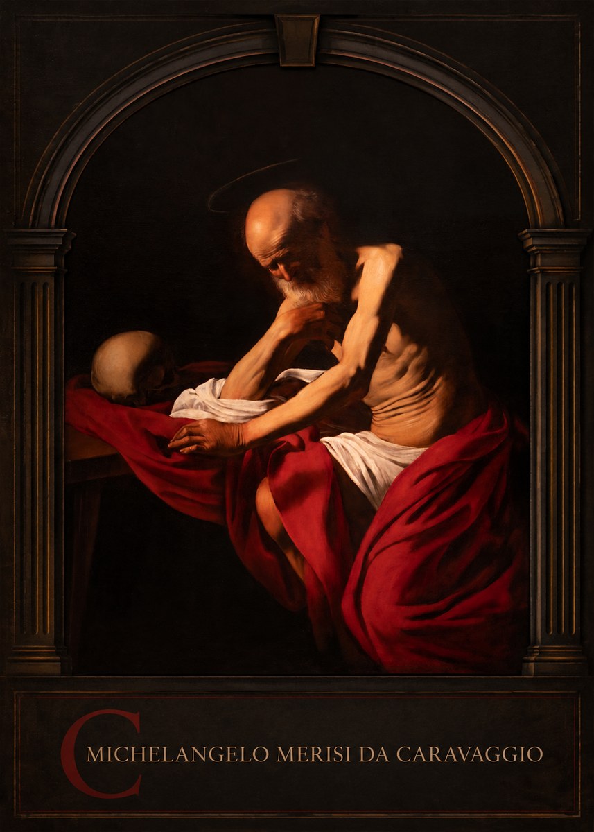 Michelangelo Merisi da Caravaggio Saint Jerome in Meditation II No3 - Affiche