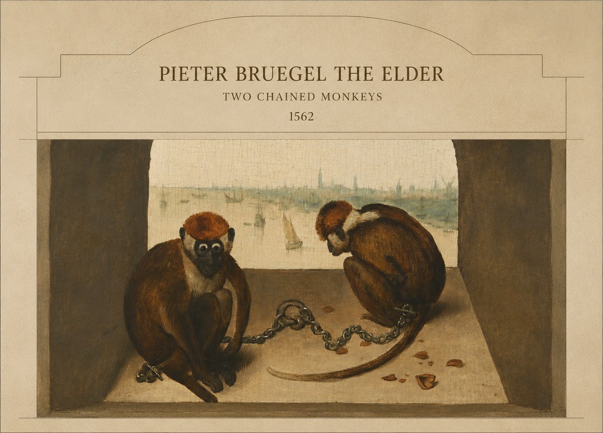 Pieter Bruegel Two Chained Monkeys II No4 - Affiche