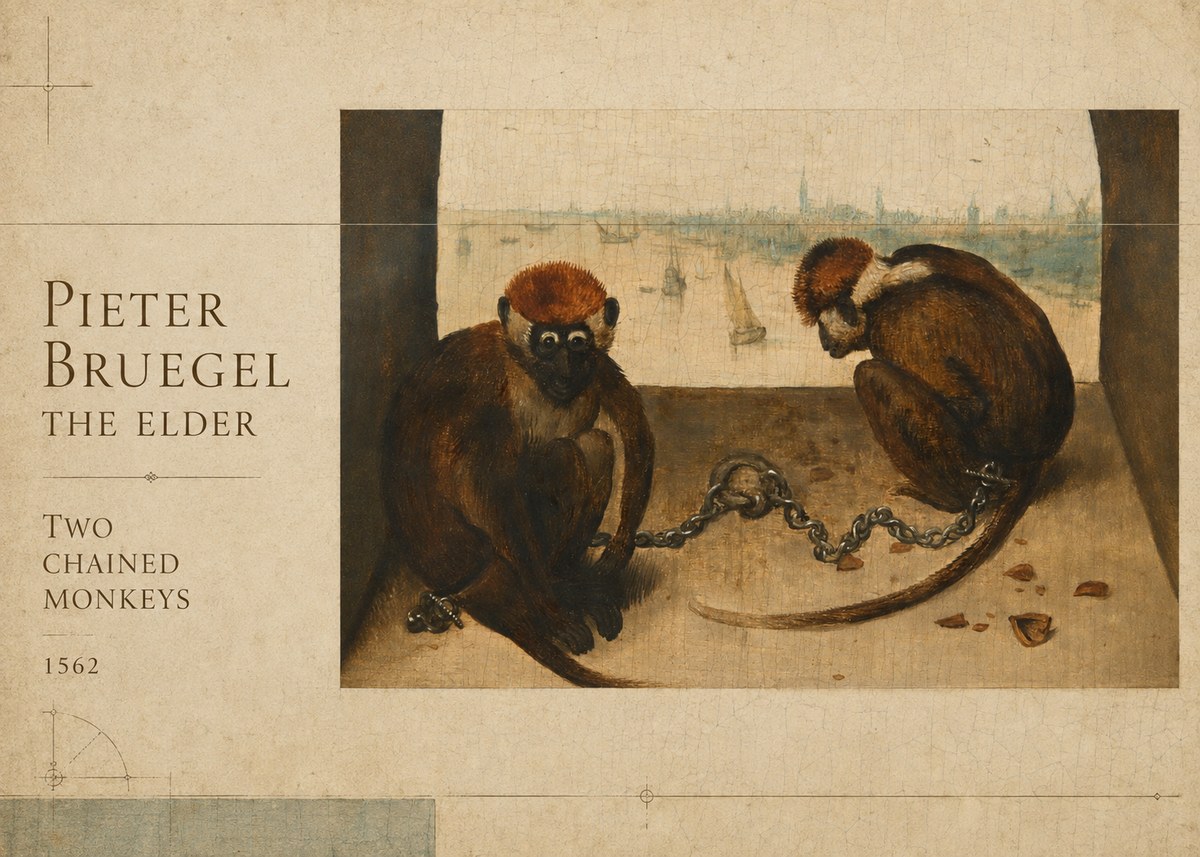 Pieter Bruegel Two Chained Monkeys II No5 - Affiche
