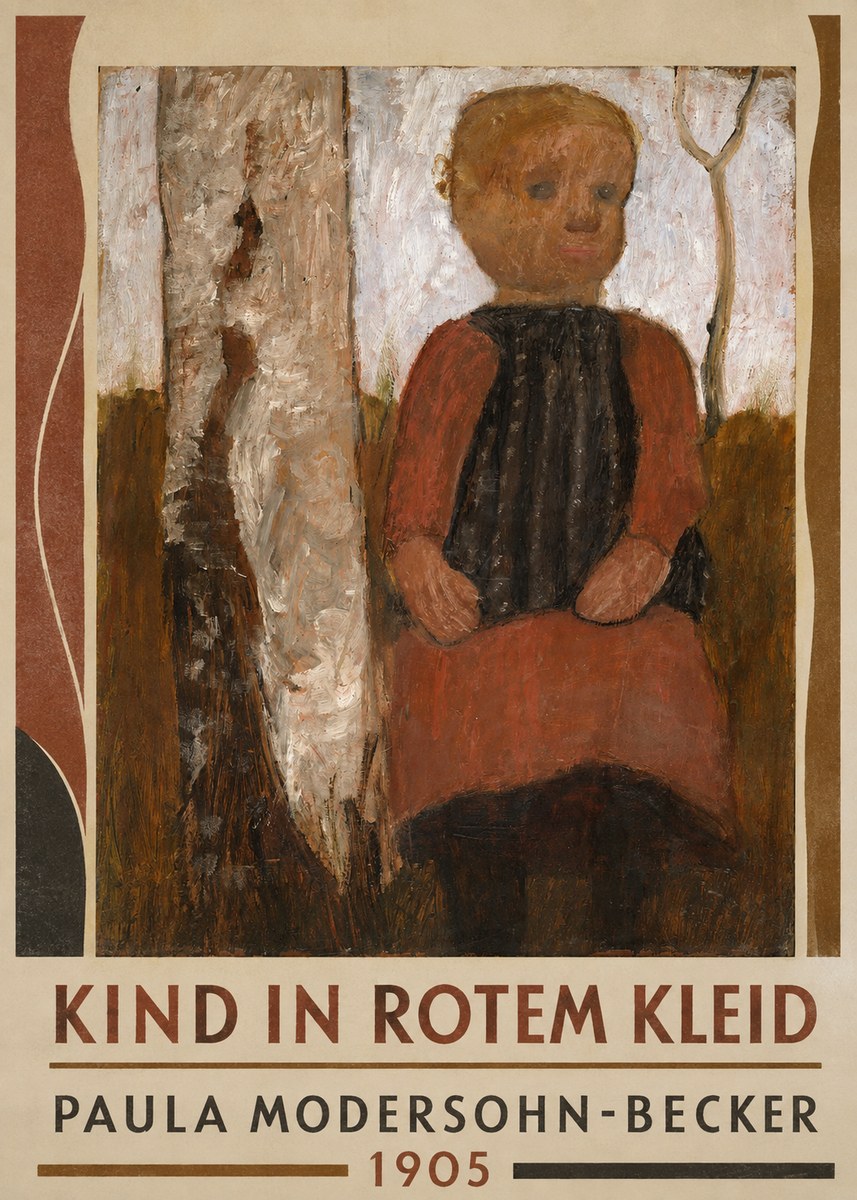 Paula Modersohn-Becker Kind in Rotem Kleid No1 - Affiche