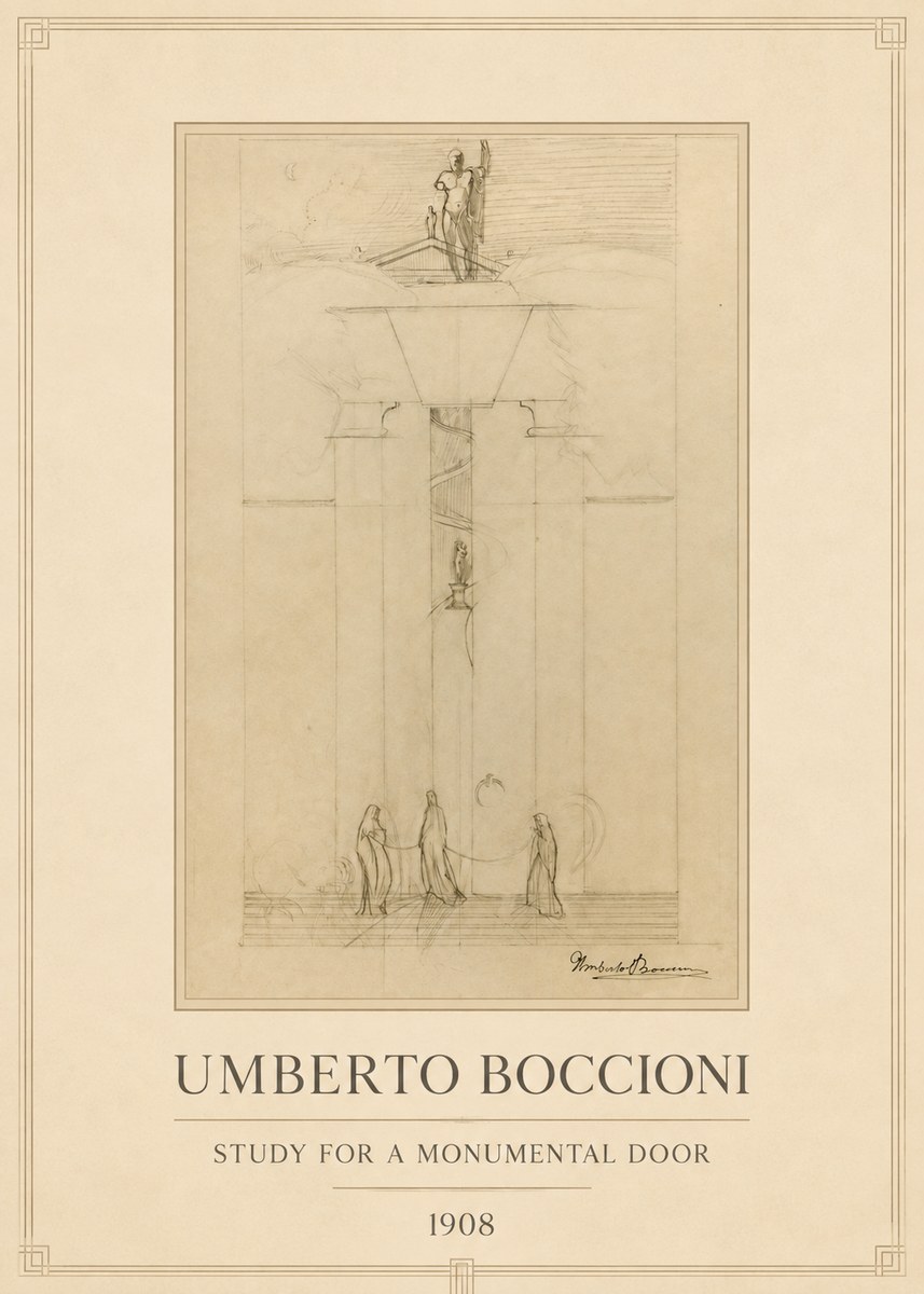 Umberto Boccioni Study for a Monumental Gate No4 - Affiche