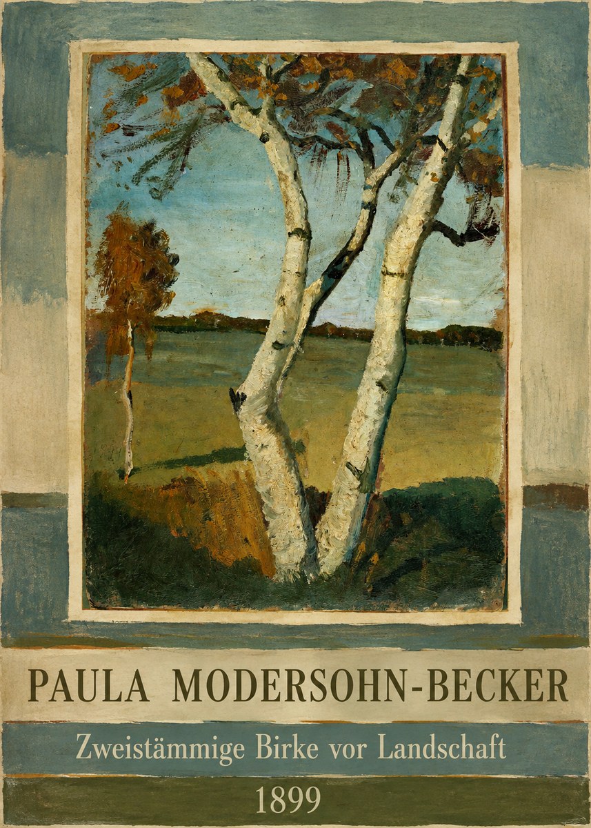 Paula Modersohn-Becker Zweistämmige Birke Vor Landschaft No2 - Affiche