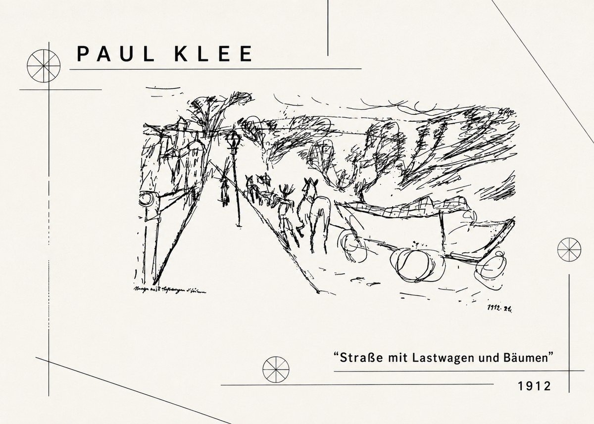Paul Klee Straße Mit Lastwagen Und Bäumen No2 - Affiche