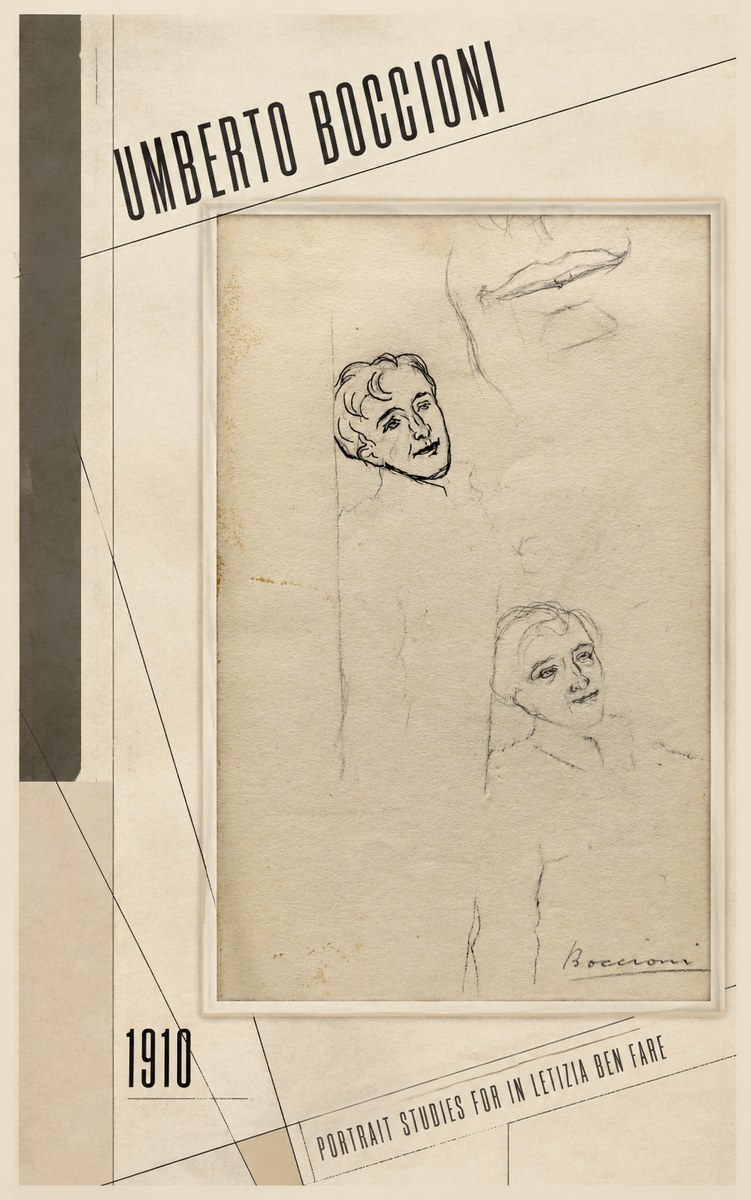 Umberto Boccioni Portrait Studies for in Letizia Ben Fare No2 - Affiche