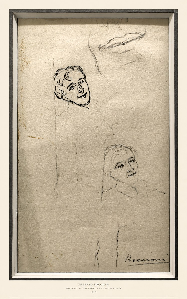 Umberto Boccioni Portrait Studies for in Letizia Ben Fare No6 - Affiche