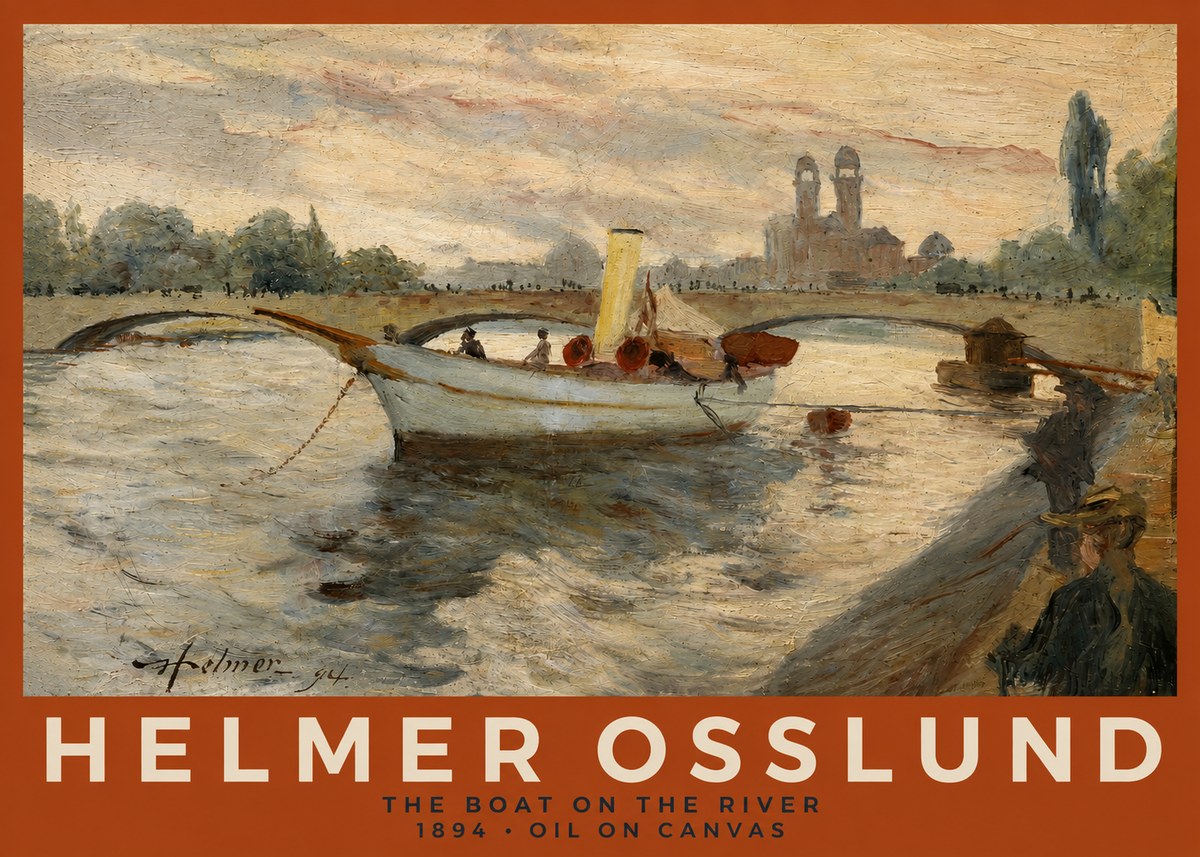 Helmer Osslund The Boat on the River No2 - Affiche
