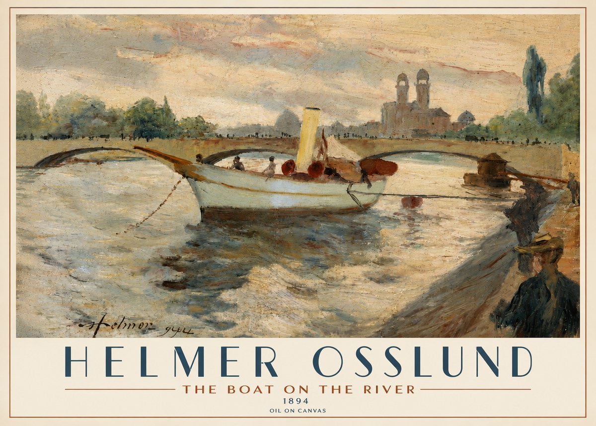 Helmer Osslund The Boat on the River No4 - Affiche