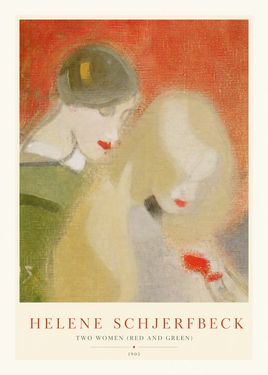 Helene Schjerfbeck Two Women (Red and Green) No1 - Affiche