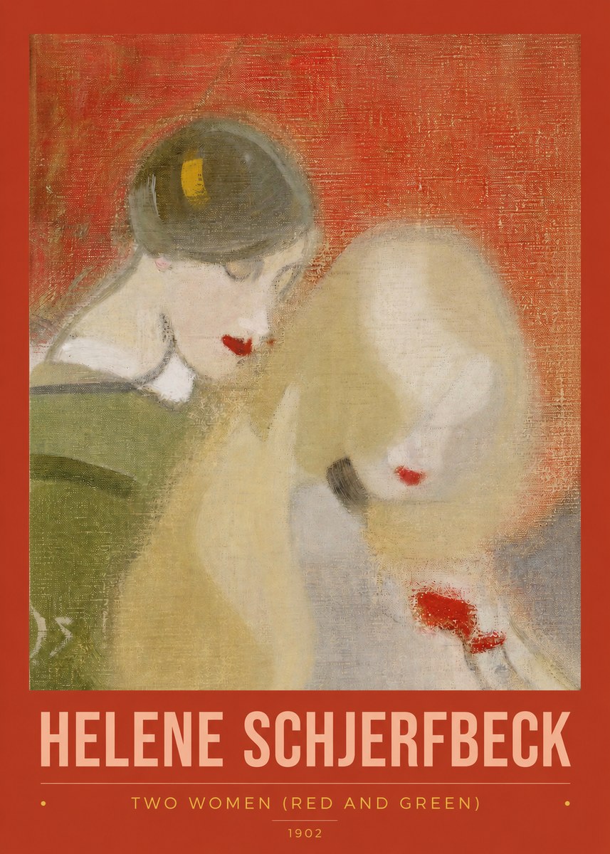 Helene Schjerfbeck Two Women (Red and Green) No2 - Affiche