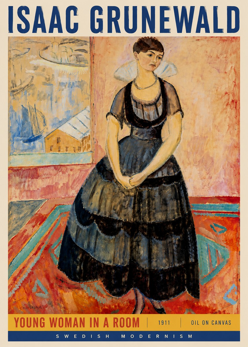 Isaac Grünewald Young Woman in a Room No4 - Affiche