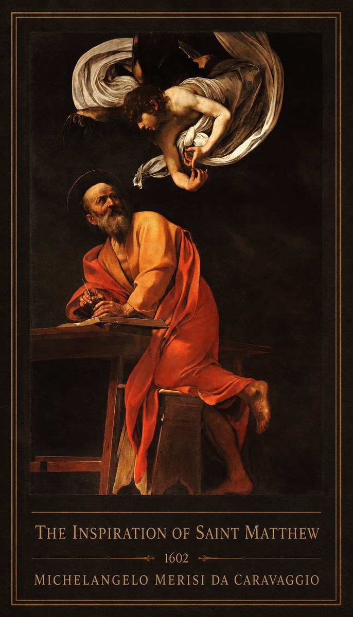 Michelangelo Merisi da Caravaggio The Inspiration of Saint Matthew II No1 - Affiche