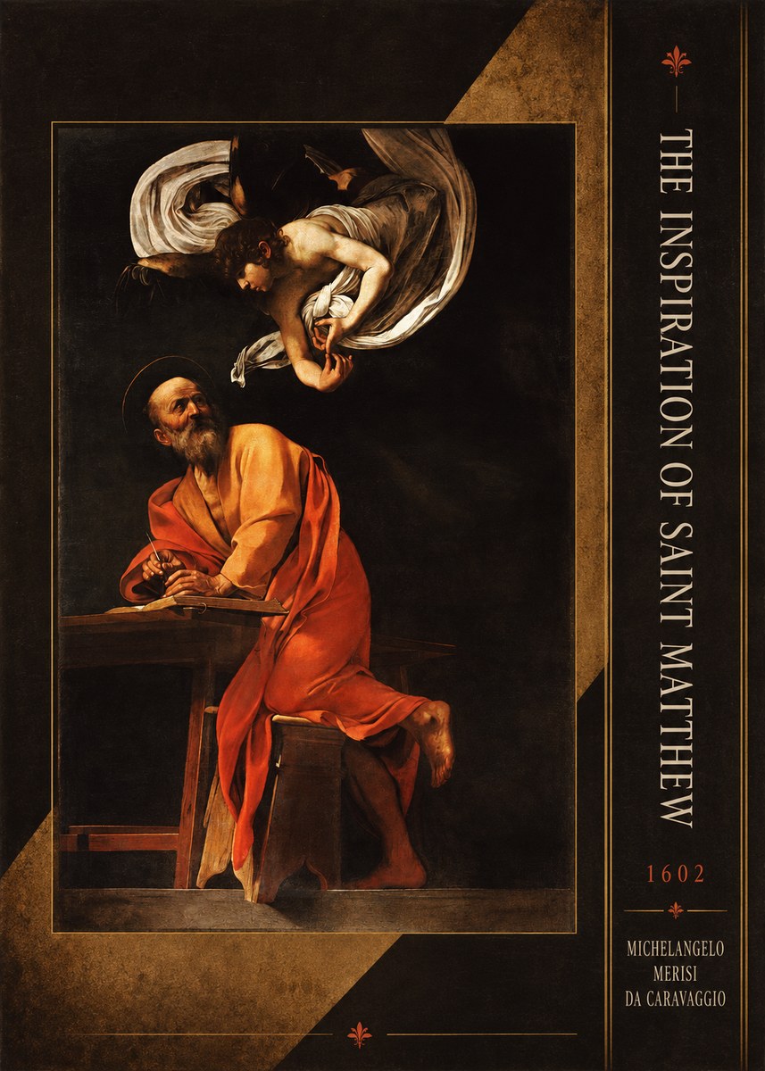 Michelangelo Merisi da Caravaggio The Inspiration of Saint Matthew II No3 - Affiche