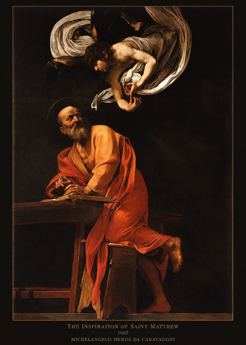 Michelangelo Merisi da Caravaggio The Inspiration of Saint Matthew II No6 - Affiche