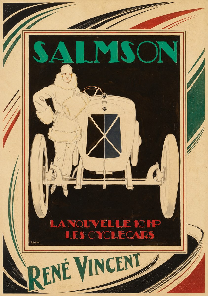 René Vincent Salmson La Nouvelle 10Hp Les Cyclecars No3 - Affiche