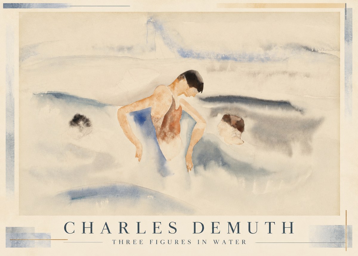 Charles Demuth Three Figures in Water No1 - Affiche