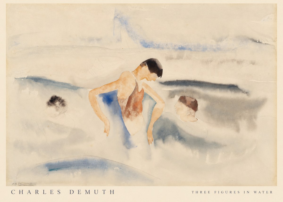 Charles Demuth Three Figures in Water No6 - Affiche