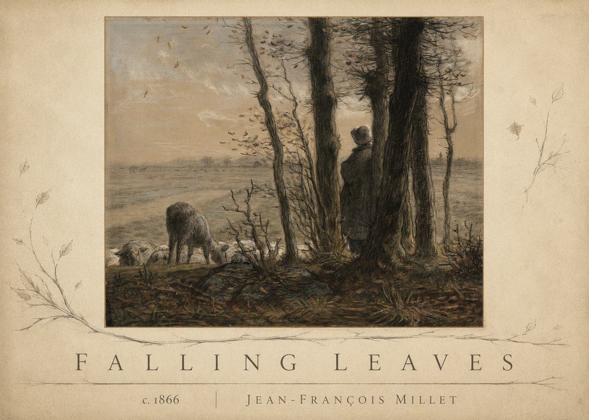 Jean-François Millet Falling Leaves No3 - Affiche