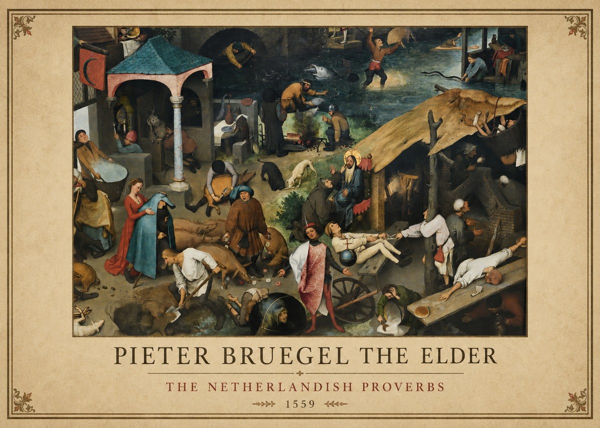 Pieter Bruegel The Netherlandish Proverbs III No1 - Affiche