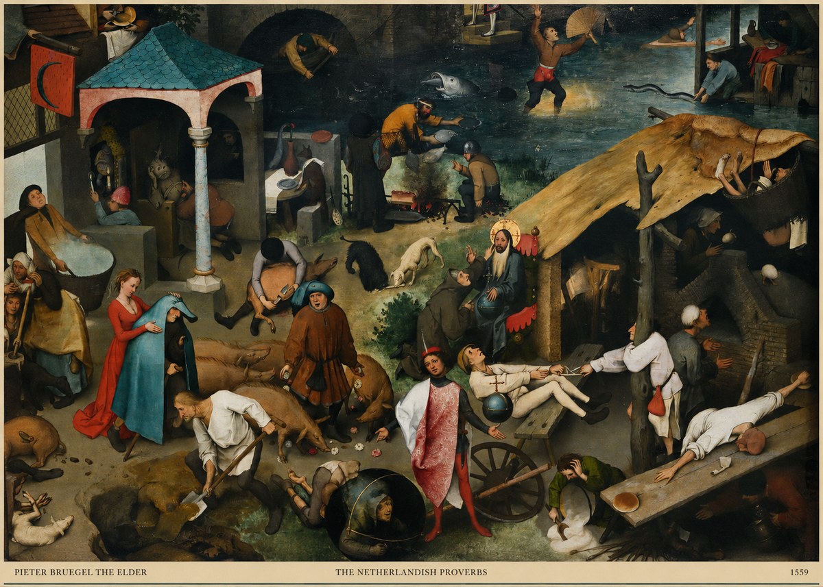 Pieter Bruegel The Netherlandish Proverbs III No6 - Affiche